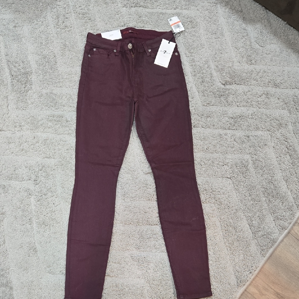 7 For All Mankind Women's Skinny Jeans in Burgundy
